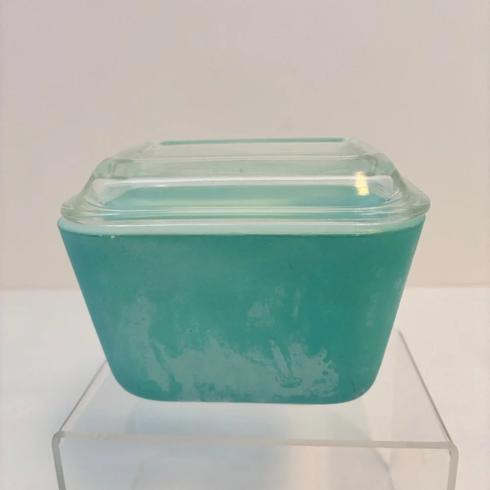 Pyrex Turquoise Refrigerator Dishes 0502/ 0501 With Lids Set of 3 Vintage